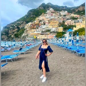 Reformation Belgium Linen Dress in Danube